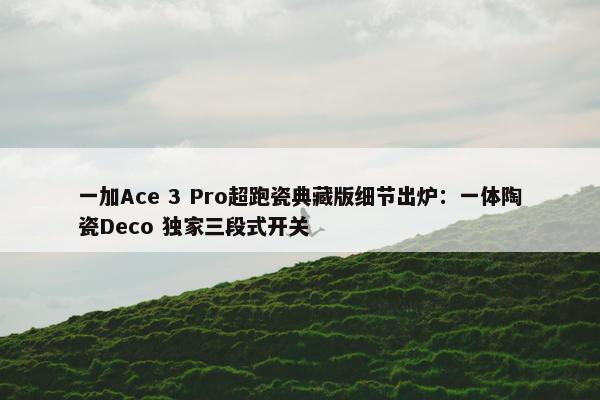一加Ace 3 Pro超跑瓷典藏版细节出炉：一体陶瓷Deco 独家三段式开关