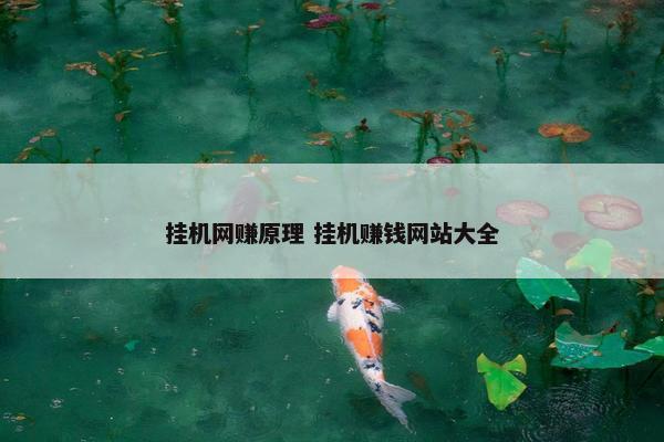 挂机网赚原理 挂机赚钱网站大全