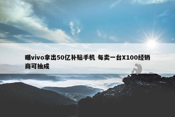 曝vivo拿出50亿补贴手机 每卖一台X100经销商可抽成